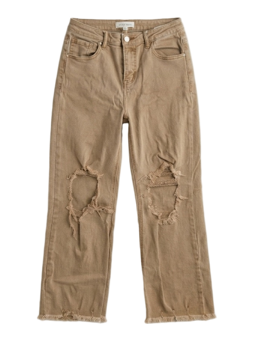Risen Jeans Rudy Distressed Wide Leg Jeans Washed Brown Tan Size 29